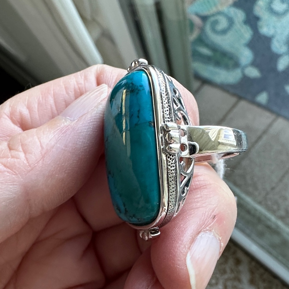 Kingman Turquoise Sterling Silver Statement Ring … - image 4